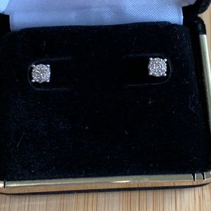 Natural/Genuine Diamond Cluster Stud Earrings